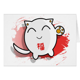 かわいく日本ので幸運な猫のデザインの白か赤