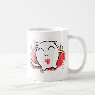 かわいく日本ので幸運な猫のデザインの白か赤 コーヒーマグカップ
