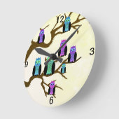 かわいく明るいフクロウ ラウンド壁時計 (傾斜)