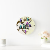 かわいく明るいフクロウ ラウンド壁時計 (ホーム)