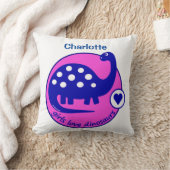 かわいく明るい女の子のピンクの恐竜%PIPE%カスタマイズ可能なディーノ クッション (ブランケット)