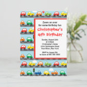 かわいく明るく及びカラフルな車の誕生会 招待状 (スタンド正面)