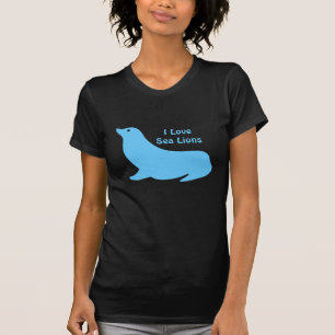 かわいく明るく青いアシカ愛 Tシャツ