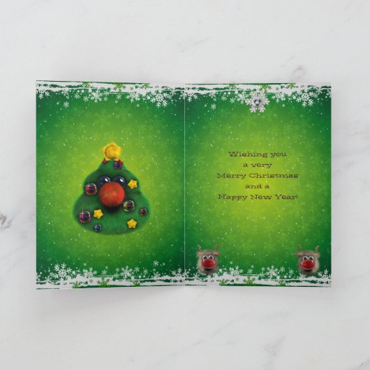 かわいく柔らかいクリスマスの照明カード シーズンカード (内部)