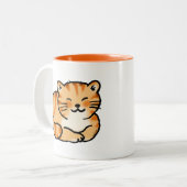かわいく柔らかいショウガおよび白い猫 ツートーンマグカップ (正面左)