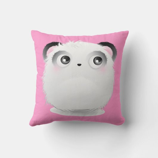 かわいく柔らかい毛皮で覆われた白い漫画のパンダ クッション (裏面)
