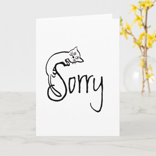 かわいく残念な猫の悔やみや弔慰カード カード (黄色い花)