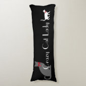 かわいく熱狂するな猫の女性の黒の灰色白猫 ボディピロー (正面縦)