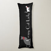 かわいく熱狂するな猫の女性の黒の灰色白猫 ボディピロー (裏面 (縦))