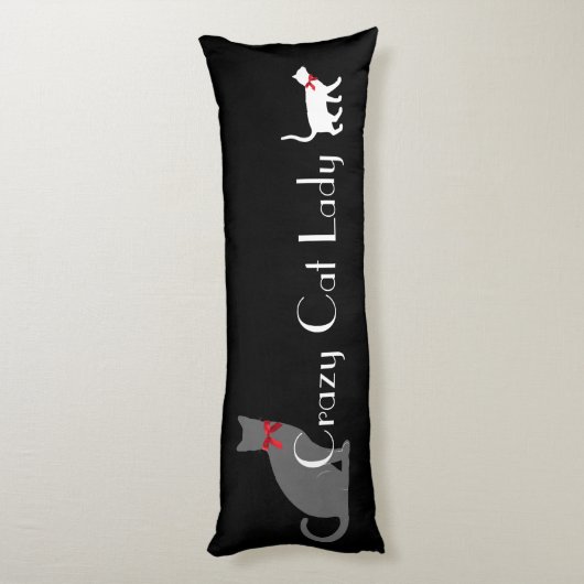 かわいく熱狂するな猫の女性の黒の灰色白猫 ボディピロー (裏面 (縦))