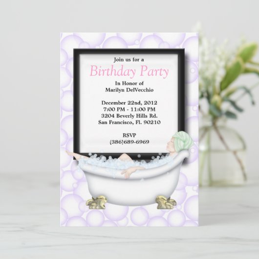 かわいく甘いスパのBathのマッサージおよび美しいのパーティーInvit 招待状 (スタンド正面)