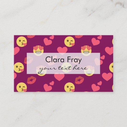 かわいく甘いピンクのEmoji愛ハートのキスパターン 名刺 (正面)