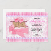 かわいく甘いピンクはベビーシャワーを結び付けます 招待状 (正面/裏面)