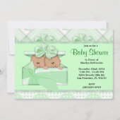 かわいく甘い緑のベビーシャワー 招待状 (正面)
