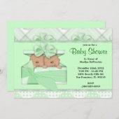 かわいく甘い緑のベビーシャワー 招待状 (正面/裏面)