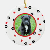 かわいく甘い足およびハートパターンが付いている写真をかわいがって下さい セラミックオーナメント (正面)