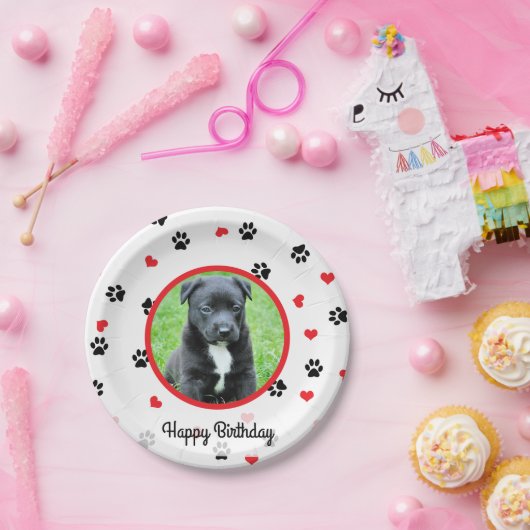 かわいく甘い足およびハートパターンが付いている写真をかわいがって下さい ペーパープレート (パーティー)