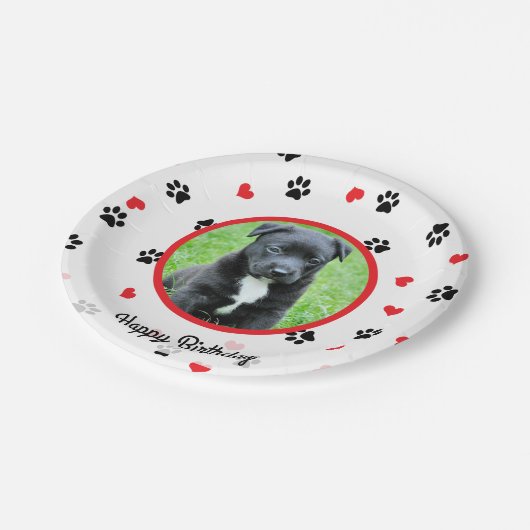 かわいく甘い足およびハートパターンが付いている写真をかわいがって下さい ペーパープレート (アングル)