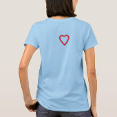 かわいく甘く明るい赤いハートのティー Tシャツ (裏面)