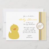 かわいく甘く黄色いダッキーのベビーシャワー 招待状 (正面)