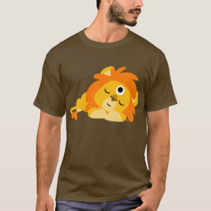 かわいく用心深い漫画のライオンのTシャツ(前部) Tシャツ
