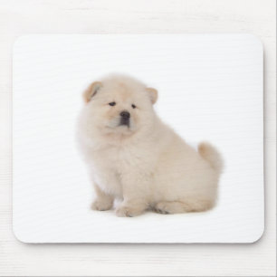 かわいく白いチャウチャウの子犬の小犬 マウスパッド