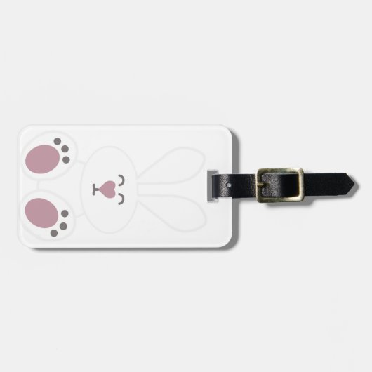 かわいく白いバニーウサギ ラゲッジタグ (正面横)