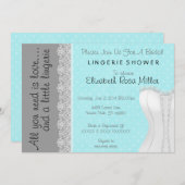 かわいく白いレースのコルセットのランジェリーのブライダルシャワー 招待状 (正面/裏面)