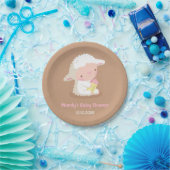 かわいく白い子ヒツジおよびボトルのベビーシャワーの供給 ペーパープレート (パーティー)