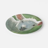 かわいく白い子ヒツジのポートレート ペーパープレート (アングル)