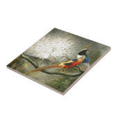 かわいく白い孔雀のカップルのキジのパーティを楽しむこと タイル (側面)