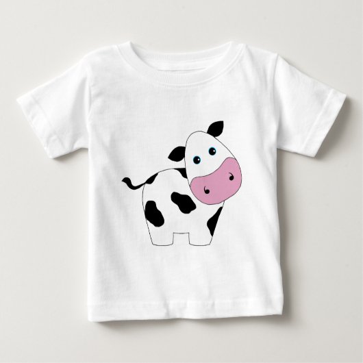 かわいく白い牛 ベビーTシャツ (正面)