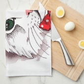 かわいく白い猫のメリークリスマス キッチンタオル (四つ折り)