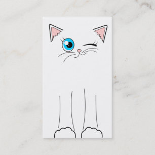 かわいく白い猫ペット着席のサービス業カード 名刺