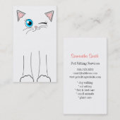 かわいく白い猫ペット着席のサービス業カード 名刺 (正面/裏面)
