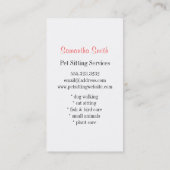 かわいく白い猫ペット着席のサービス業カード 名刺 (裏面)
