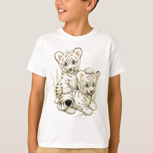 かわいく白い虎の子 Tシャツ (正面)