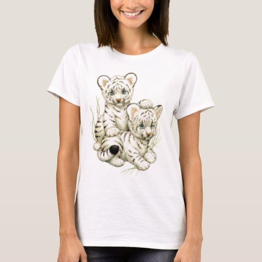 かわいく白い虎の子 Tシャツ (正面)