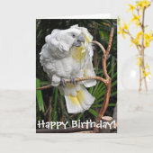 かわいく白いcockatielの誕生日 カード (黄色い花)