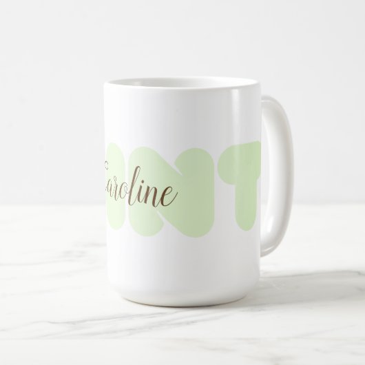かわいく真新しいタイポグラフィは一流の文字のマグを加えます コーヒーマグカップ (正面右)