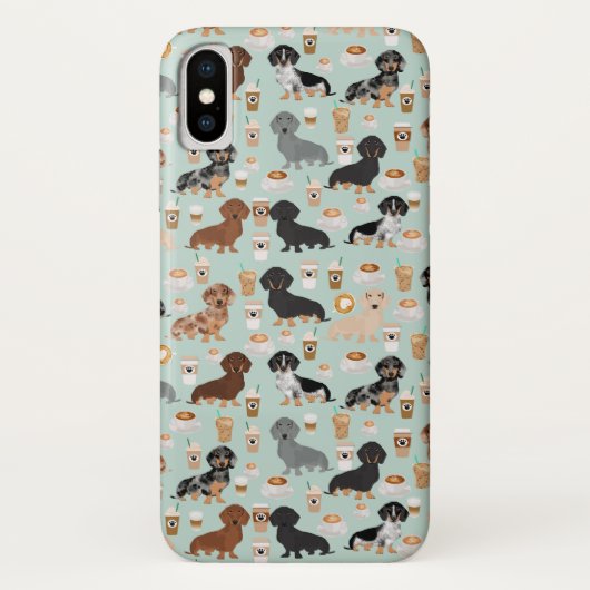 かわいく真新しいダックスフントおよびコーヒーパターン Case-Mate iPhoneケース (裏面)