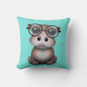 かわいく真面目なベビーのカバの身に着けているガラス クッション (正面)