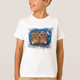 かわいく眠いフクロウのTシャツ Tシャツ
