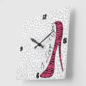 かわいく粋でガーリーなエレガント"私は"ハイヒール愛します スクエア壁時計 (傾斜)