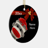 かわいく粋なソックス猿のオーナメントのカスタム セラミックオーナメント (右)