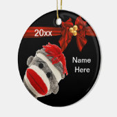 かわいく粋なソックス猿のオーナメントのカスタム セラミックオーナメント (左)