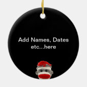 かわいく粋なソックス猿のオーナメントのカスタム セラミックオーナメント (裏面)