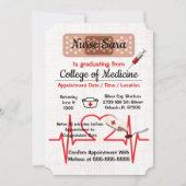 かわいく粋な医学の看護専門学校の卒業生 招待状 (正面)