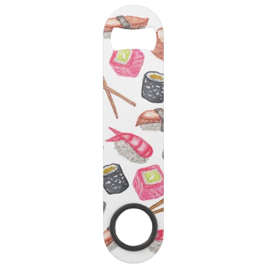かわいく粋な水彩画の寿司の為および箸 スピード栓抜き (正面)