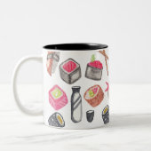 かわいく粋な水彩画の寿司の為および箸 ツートーンマグカップ (左)